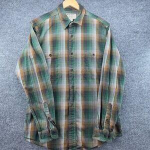 Filson Mens Green Gold Plaid Cotton Button Down Shirt M 11010760 FCOP004832